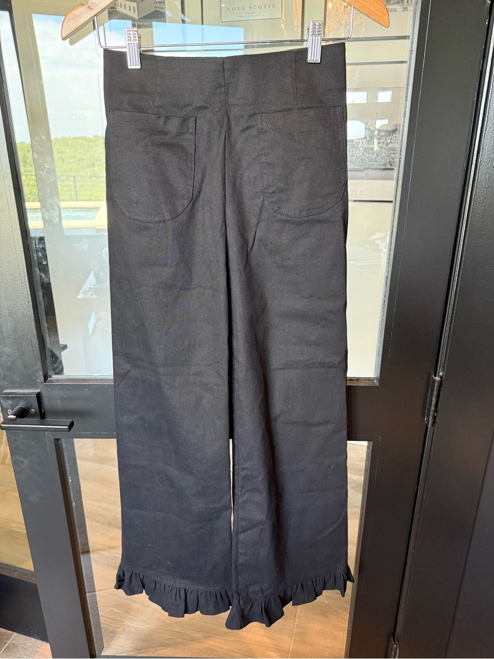 glam Black Ruffle-Hem Men's Pants